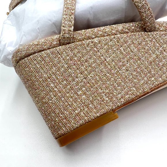 Badgley Mischka Size 6.5 Kaelyn Pale Gold‎ Jeweled Wedges Dress Sandals Shoes - Picture 12 of 12